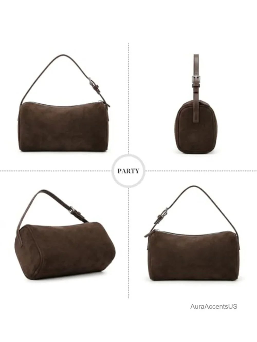 Faux Suede Mini Hobo Purse Crossbody with Adjustable Strap